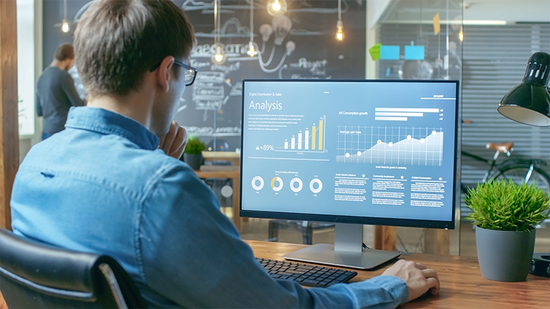 support staff looking at analytics