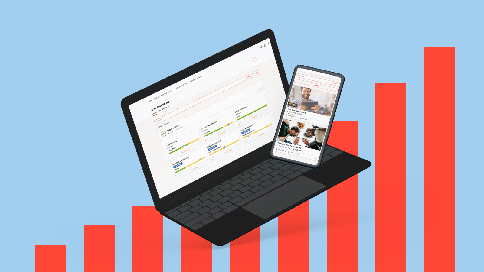 mockup of lms with success graph