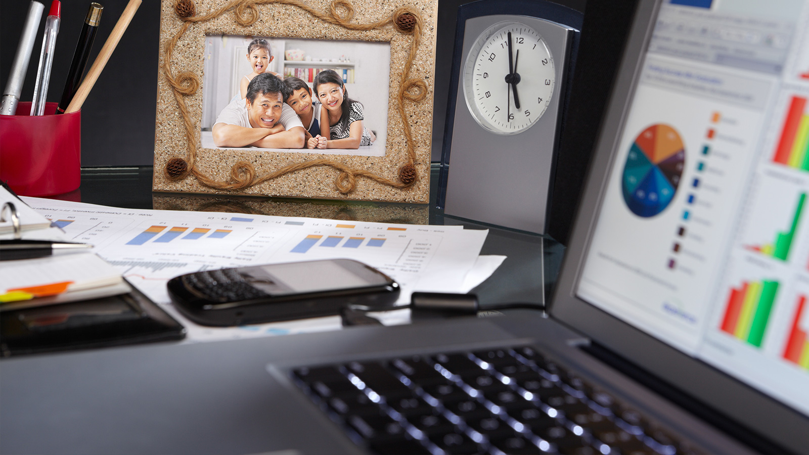 Schreibtisch Familienfoto